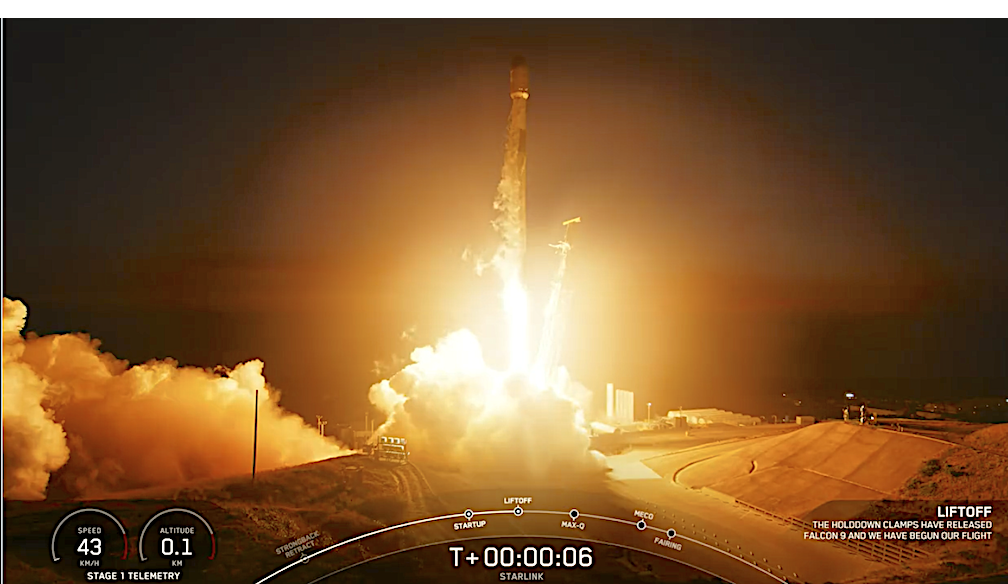 SpaceX’s launch from California of 20 Starlink satellites including 13